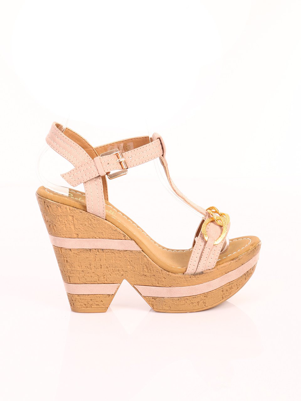 Елегантни дамски сандали на платформа в бежово 4L-14139 beige