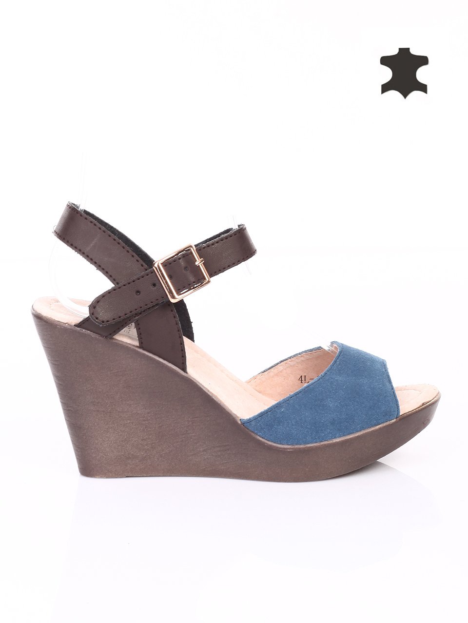 Елегантни дамски сандали от естествена кожа 4L-15148 blue jeans