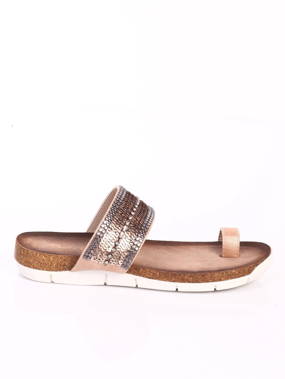 Ежедневни дамски чехли в бежово 5D-15346 beige