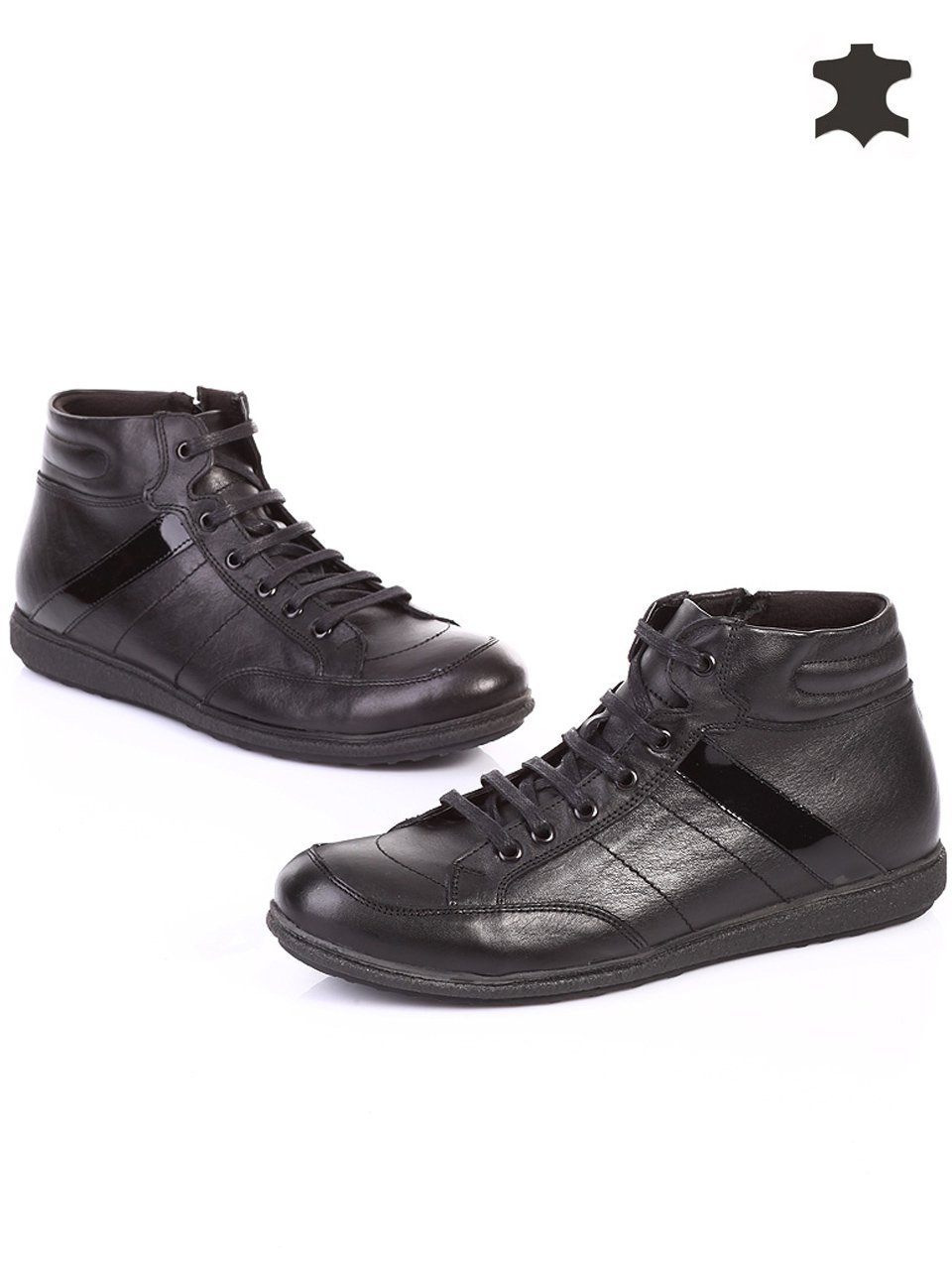 Ежедневни мъжки боти от естествена кожа 6AT-13880 black
