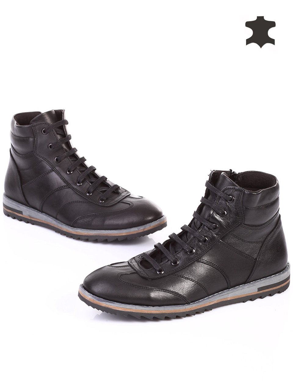 Ежедневни мъжки боти от естествена кожа 6AT-13881 black