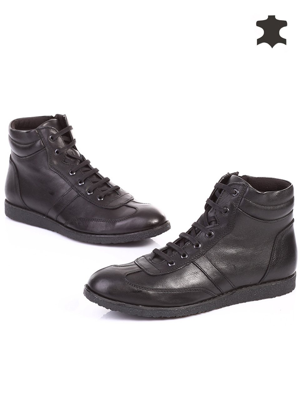 Ежедневни мъжки боти от естествена кожа 6AT-13882 black