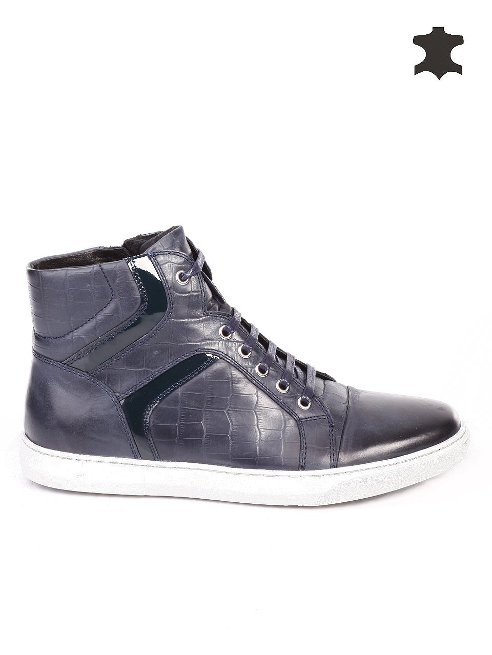 Ежедневни мъжки боти от естествена кожа 6N-15715 navy