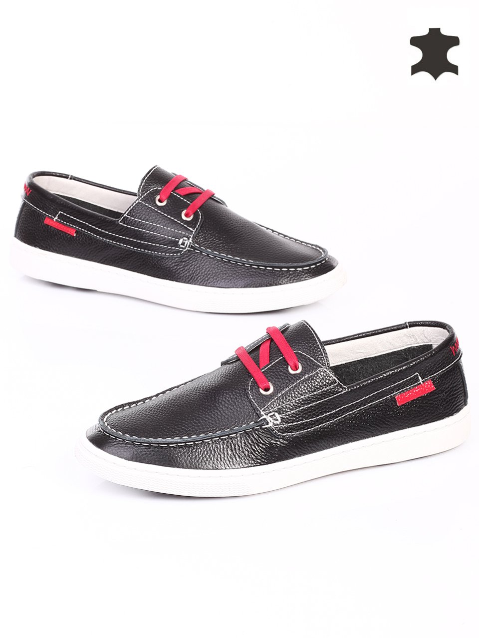 Ежедневни мъжки обувки от естествена кожа в черно 7N-15192 black