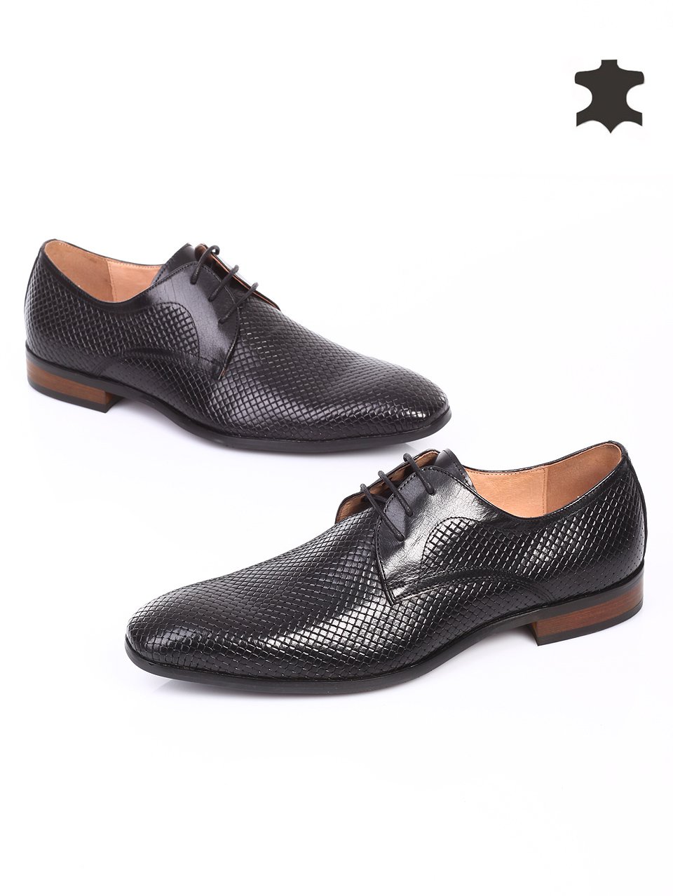 Елегантни мъжки обувки от естествена кожа 7N-15219 black