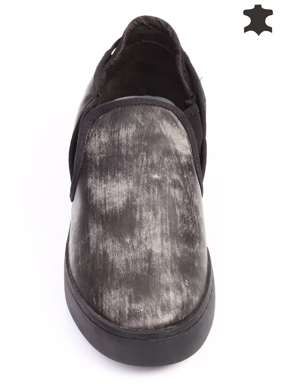 Ежедневни мъжки обувки от естествена кожа в черно 7T-15729 black