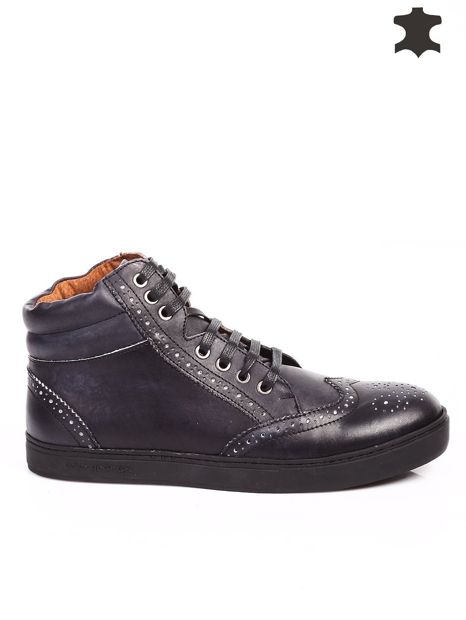 Ежедневни мъжки боти от естествена кожа 6T-15732 black