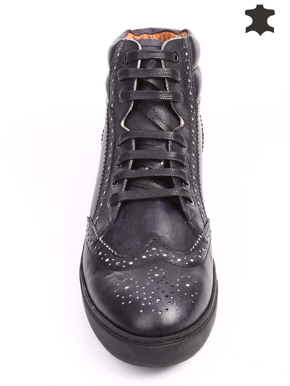 Ежедневни мъжки боти от естествена кожа 6T-15732 black
