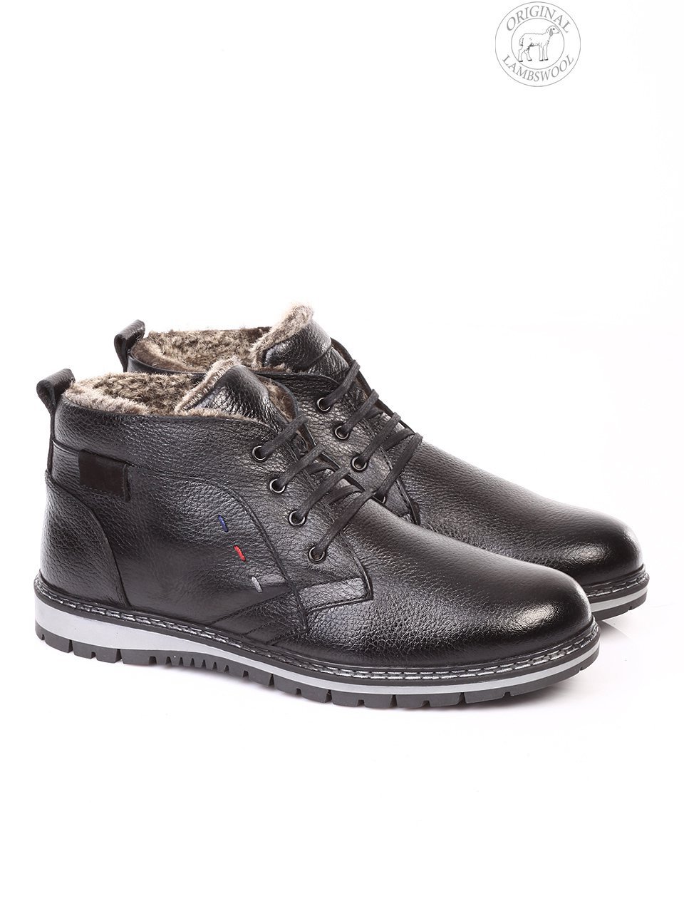 Ежедневни мъжки боти от естествена кожа  6AT-171179 black