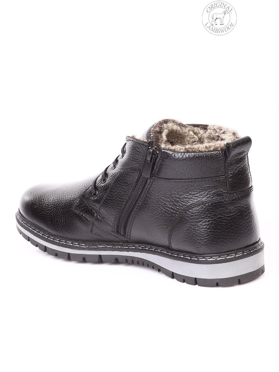 Ежедневни мъжки боти от естествена кожа  6AT-171179 black