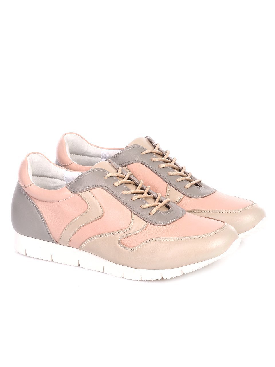 Ежедневни дамски обувки от естествена кожа 3I-17273 pink