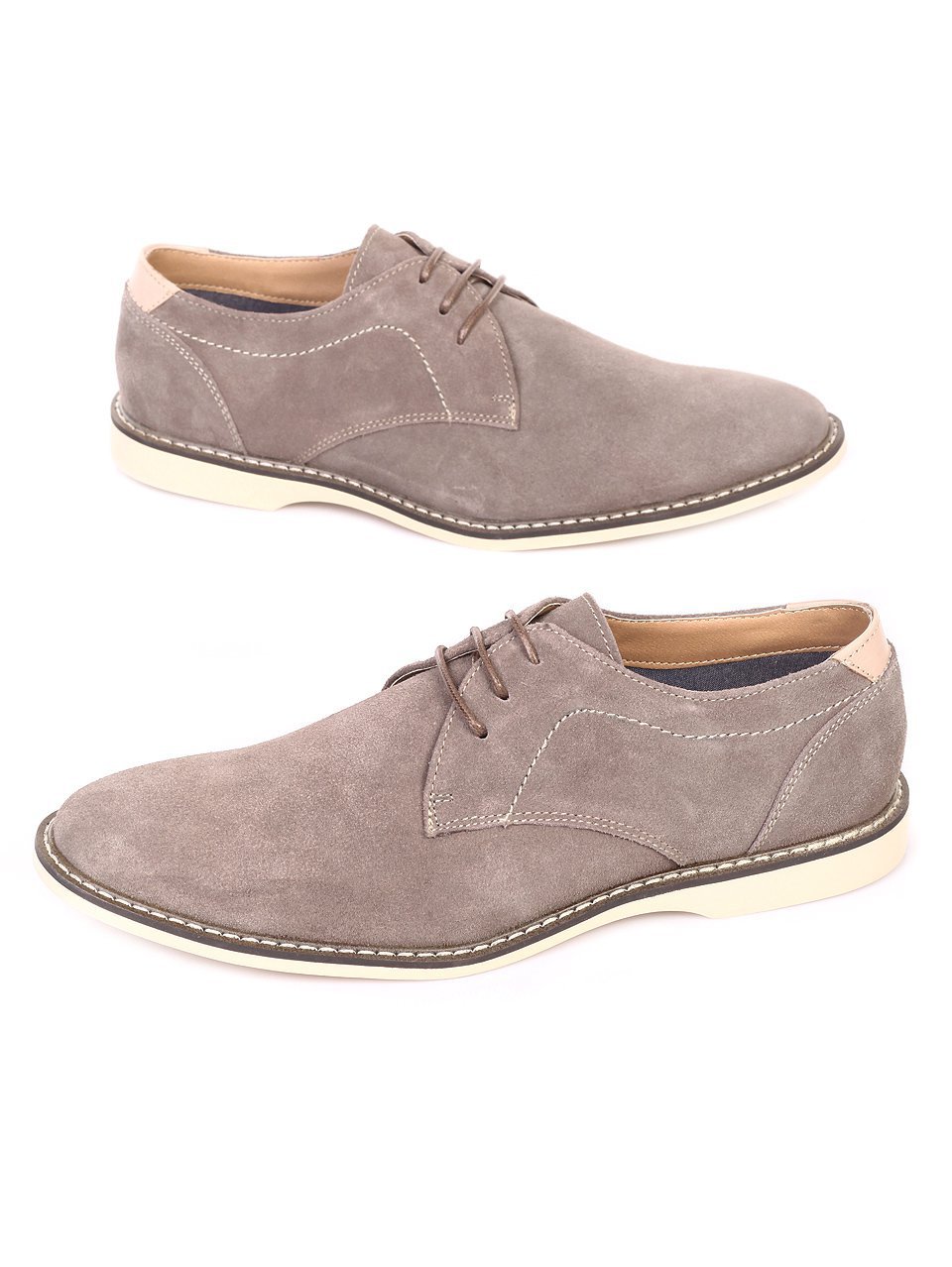 Ежедневни мъжки обувки от естествена кожа в бежово 7N-18132 beige