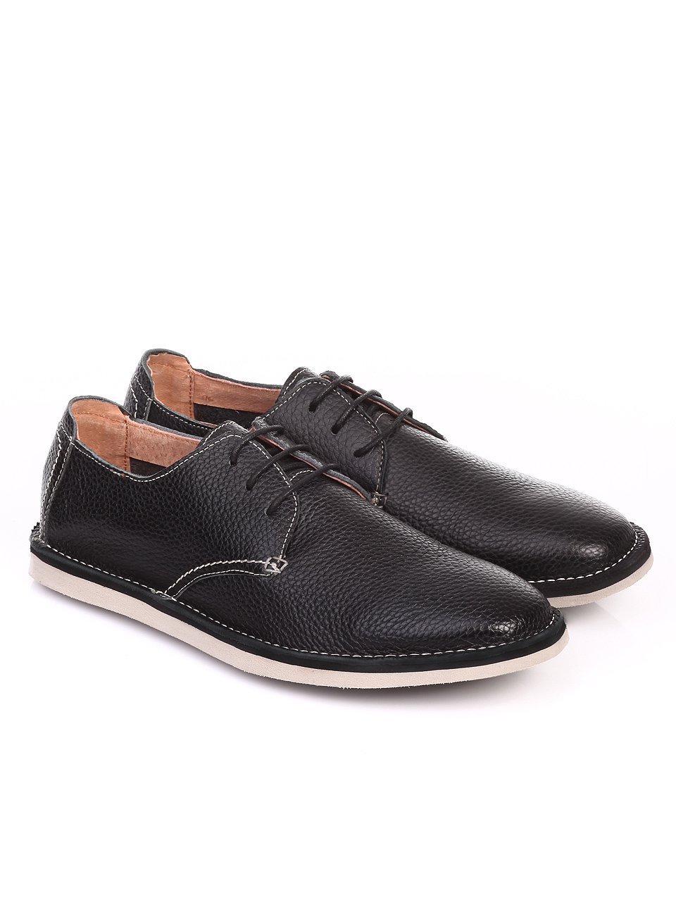 Спортно-елегантни мъжки обувки от естествена кожа 7N-17417 black