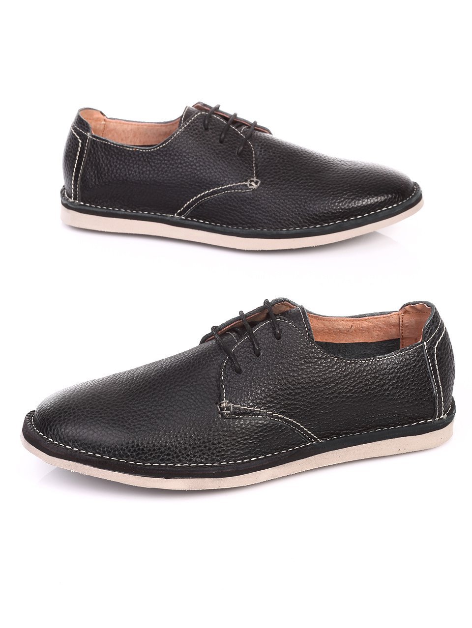 Спортно-елегантни мъжки обувки от естествена кожа 7N-17417 black