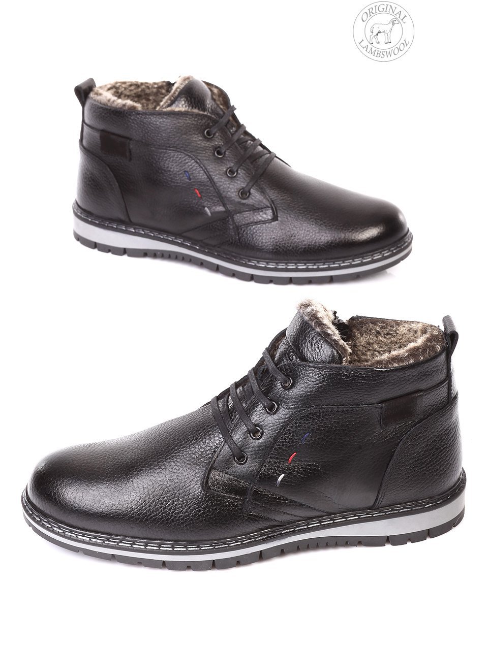 Ежедневни мъжки боти от естествена кожа  6AT-171179 black