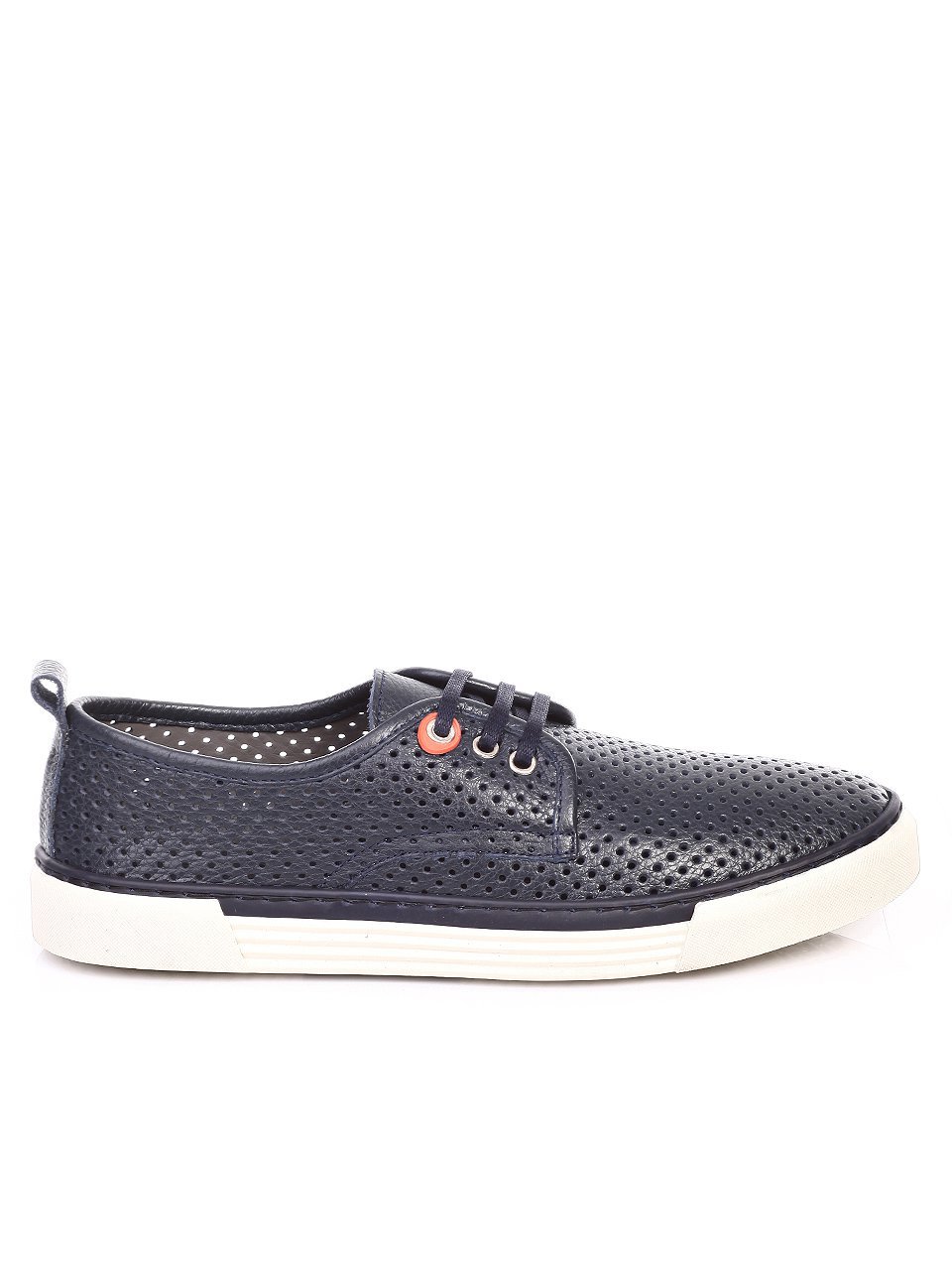 Ежедневни мъжки обувки от естествена кожа в синьо 7AT-17592 dk blue