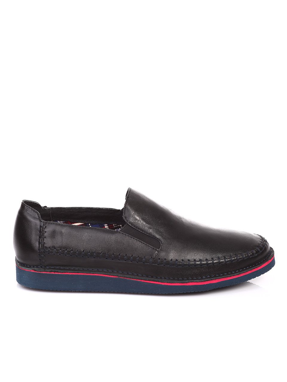 Ежедневни мъжки обувки от естествена кожа в черно 7N-17415 black