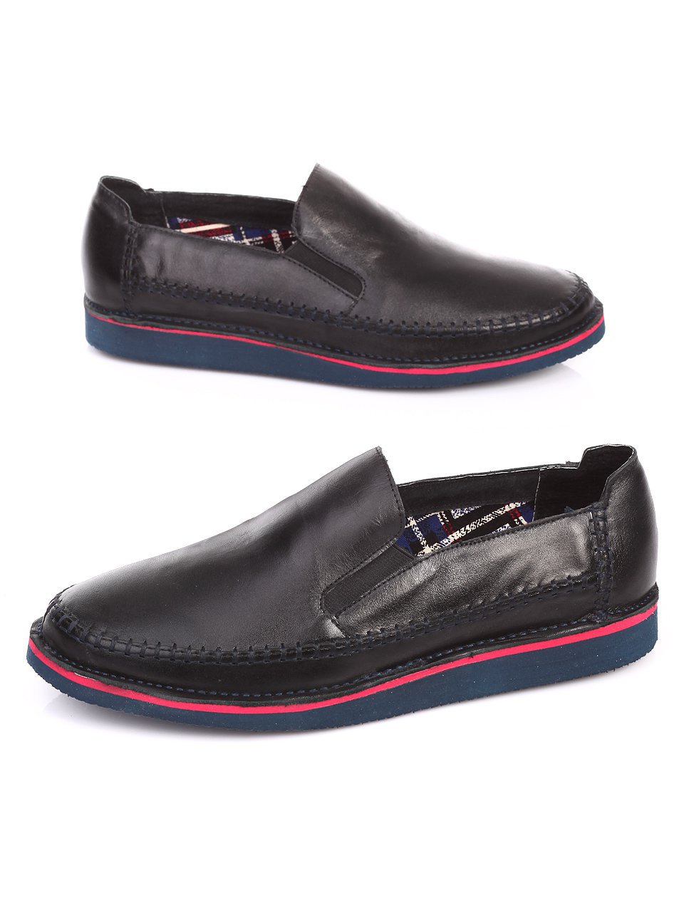 Ежедневни мъжки обувки от естествена кожа в черно 7N-17415 black