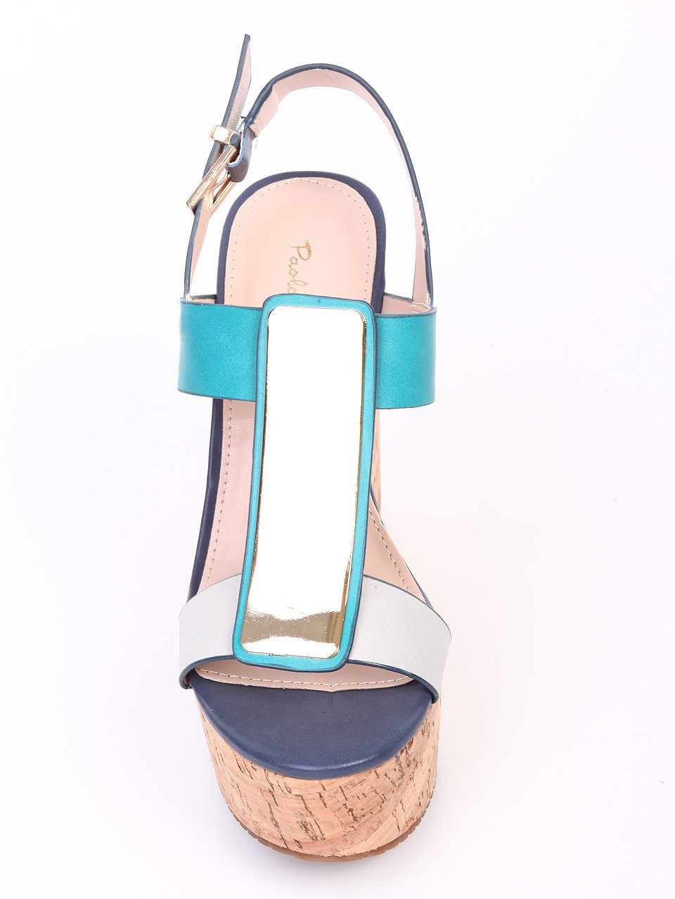 Елегантни дамски сандали на платформа в синьо 4L-16274 navy/lt.blue