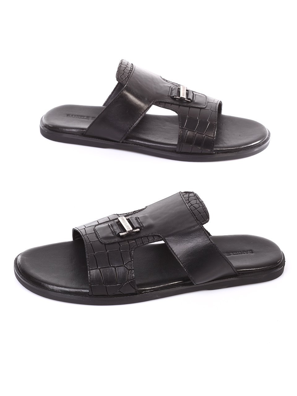 Ежедневни мъжки чехли от естествена кожа 8AT-18601 black