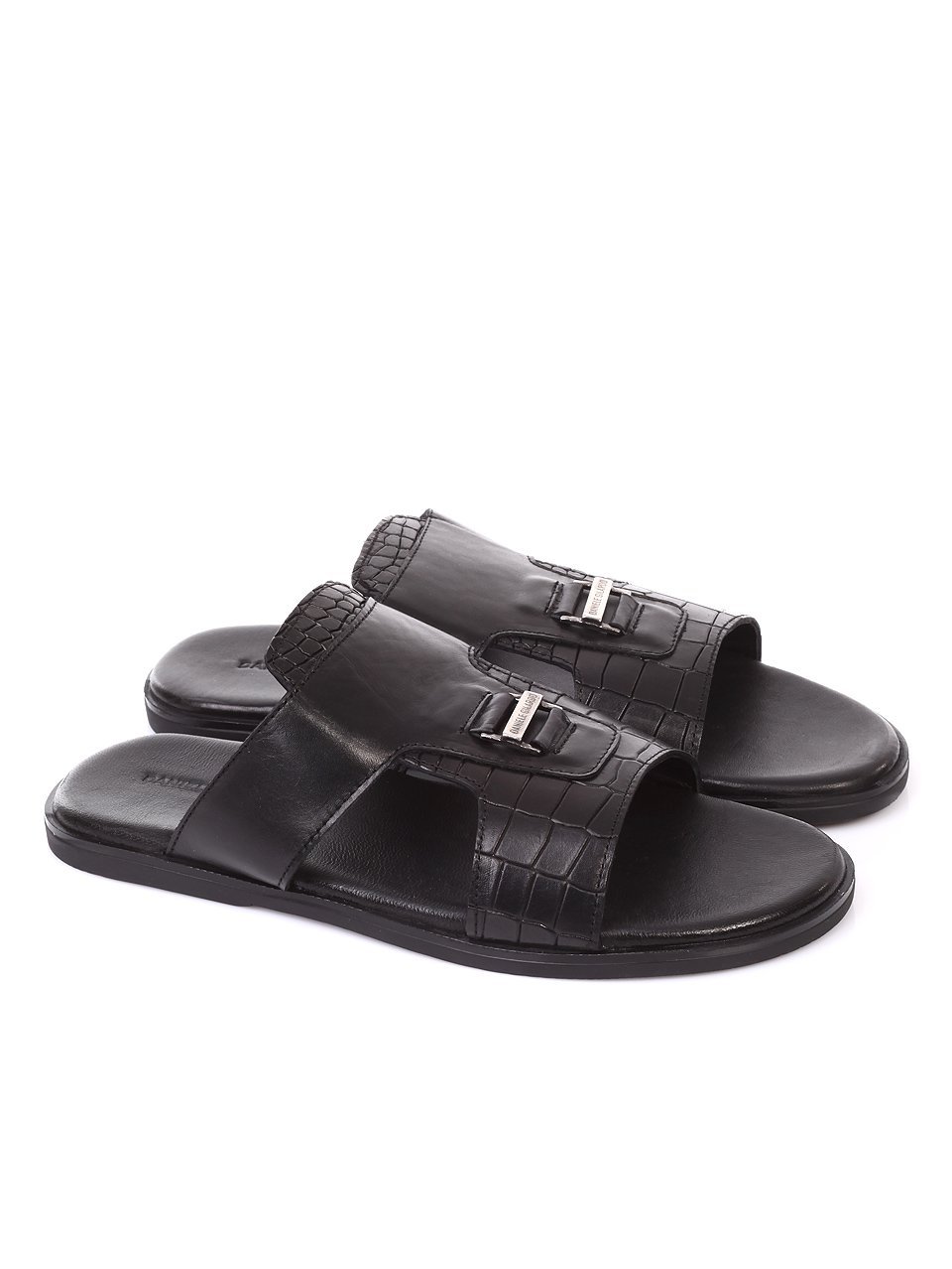 Ежедневни мъжки чехли от естествена кожа 8AT-18601 black