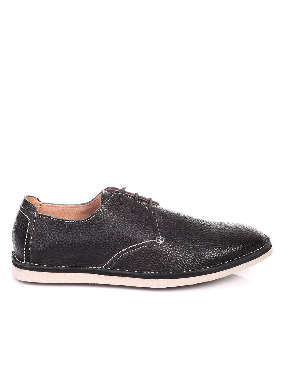 Спортно-елегантни мъжки обувки от естествена кожа 7N-17417 black