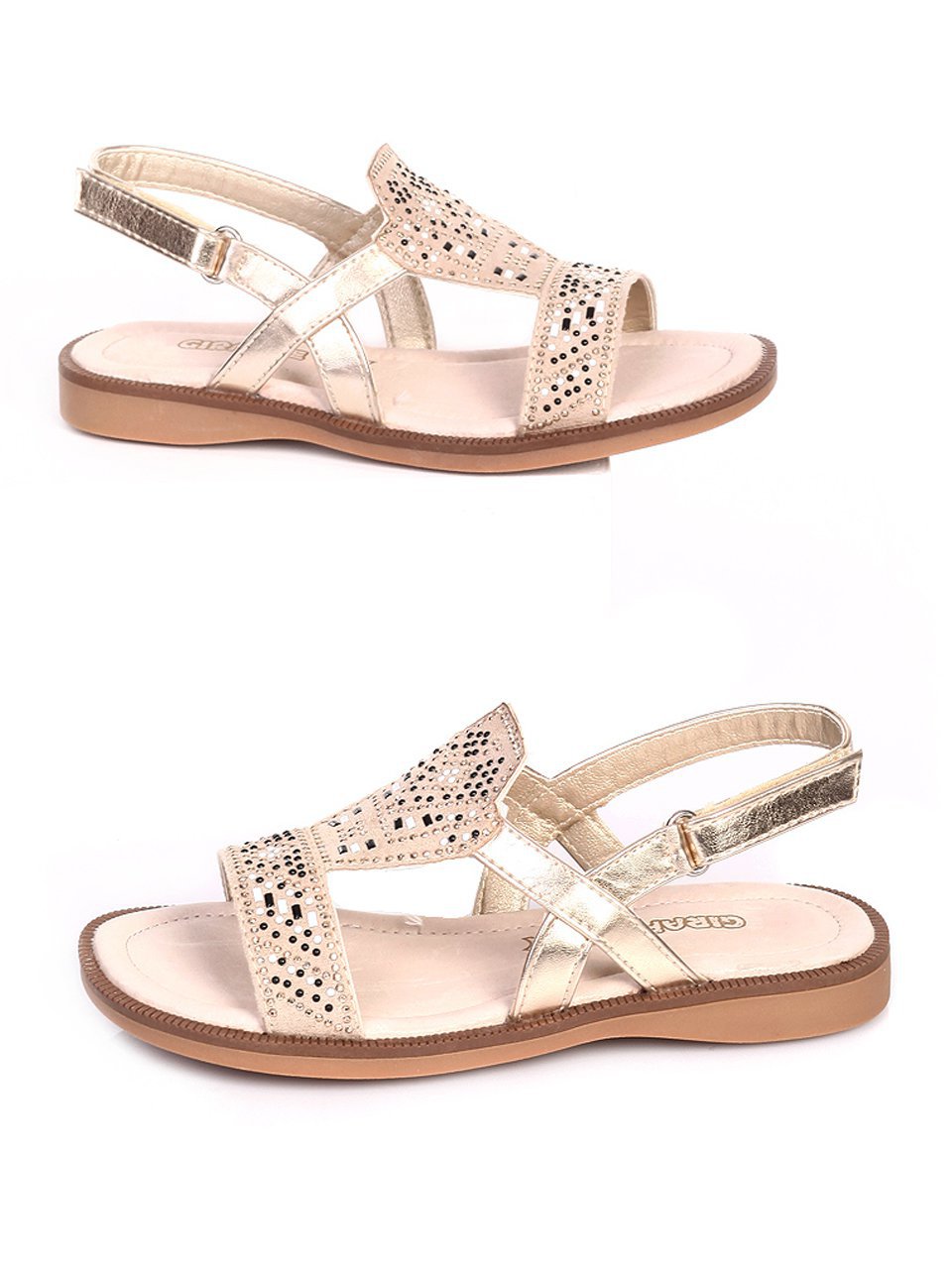  Ежедневни детски сандали в бежово 17P-17013 dk.beige