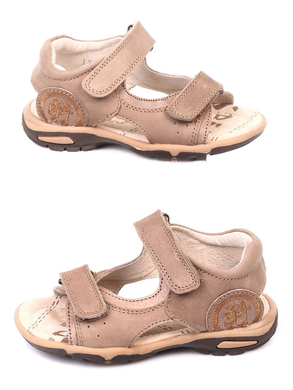 Ежедневни детски сандали от естествен набук 17K-18079 khaki