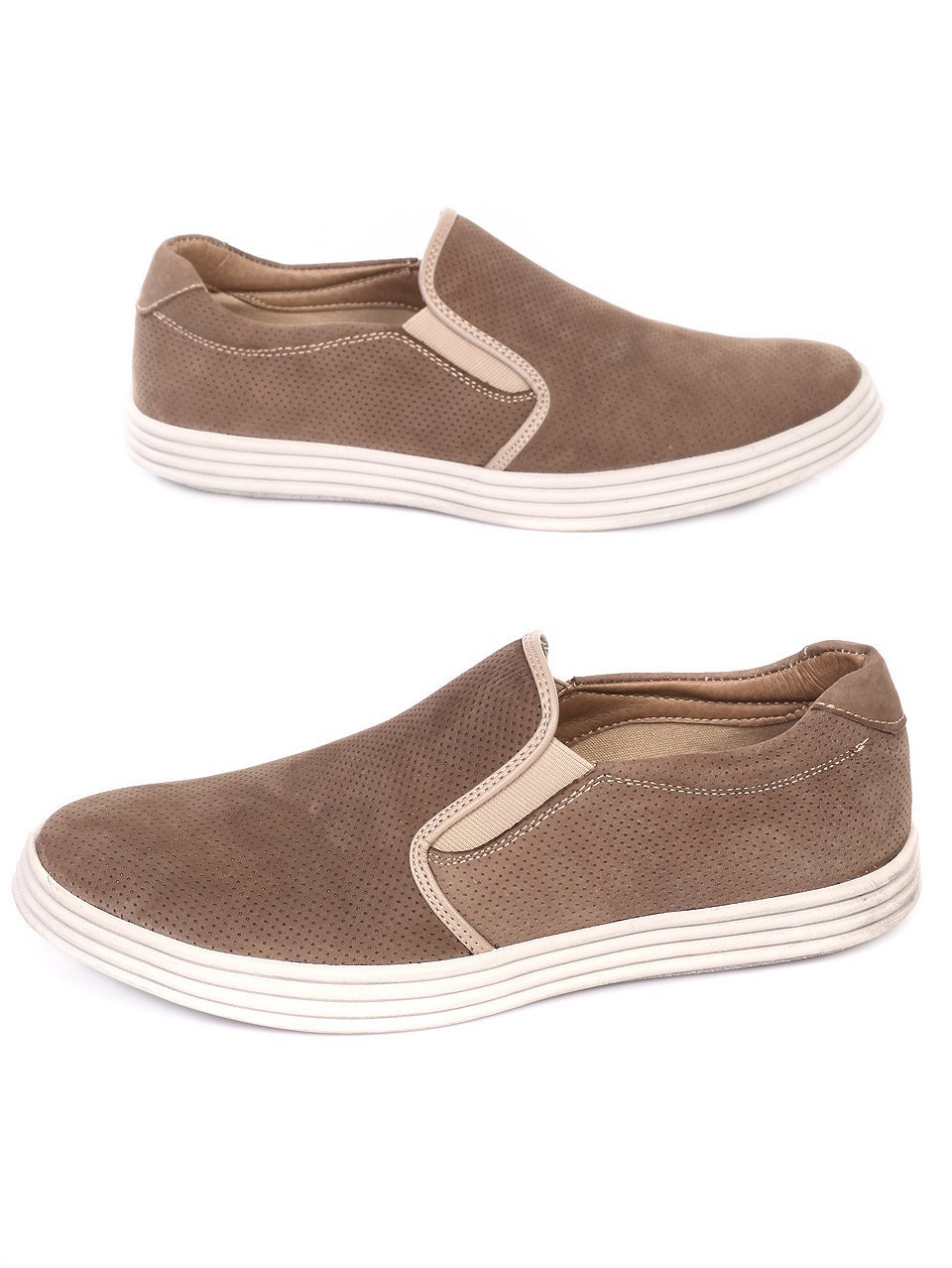 Ежедневни мъжки обувки от естествен набук в бежово 7N-18112 beige