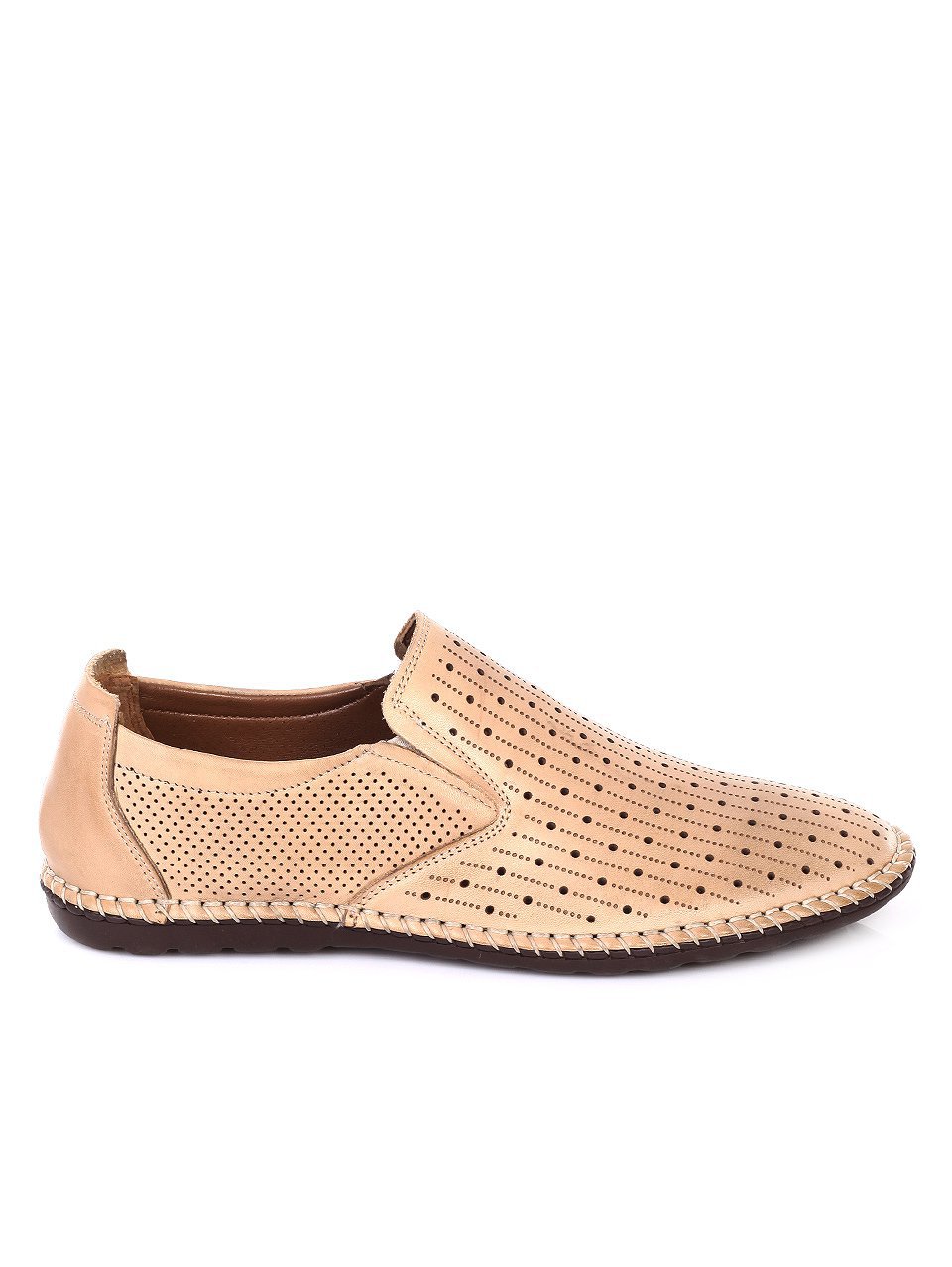 Ежедневни мъжки обувки от естествена кожа в бежово 7AT-18584 beige