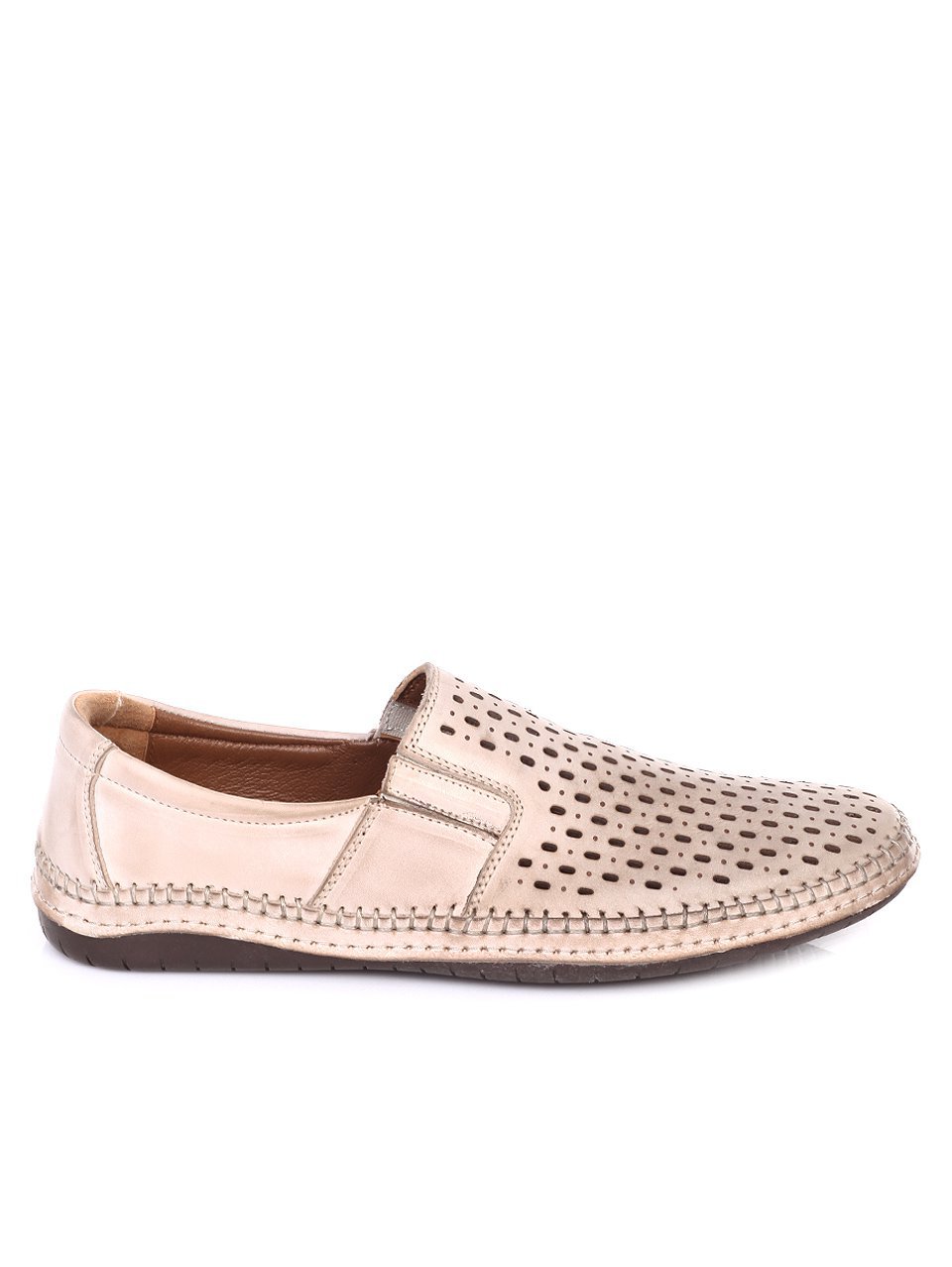Ежедневни мъжки обувки от естествена кожа в бежово 7AT-18585 beige