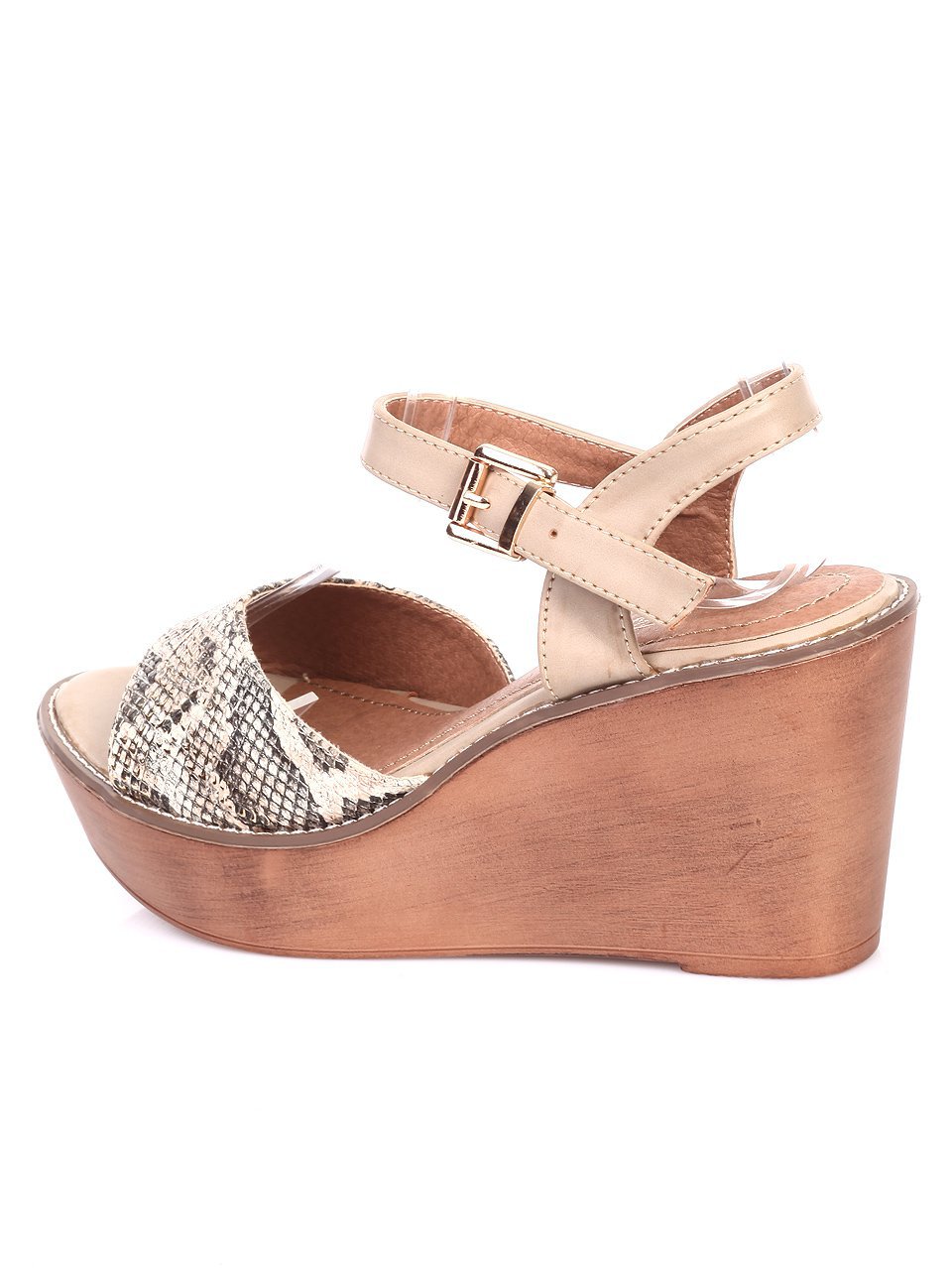 Ежедневни дамски сандали на платформа в бежово 4A-17298 beige
