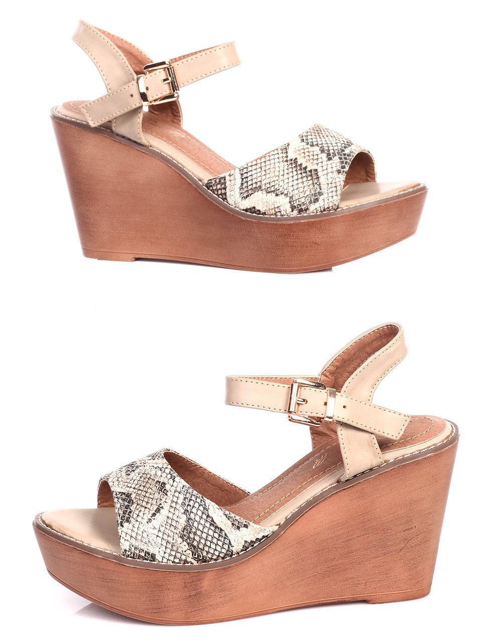 Ежедневни дамски сандали на платформа в бежово 4A-17298 beige