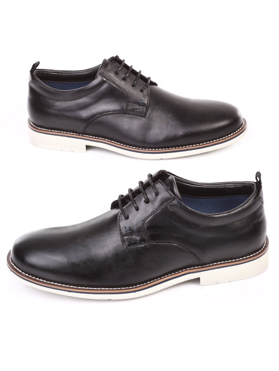 Спортно-елегантни мъжки обувки от естествена кожа 7N-18141 black