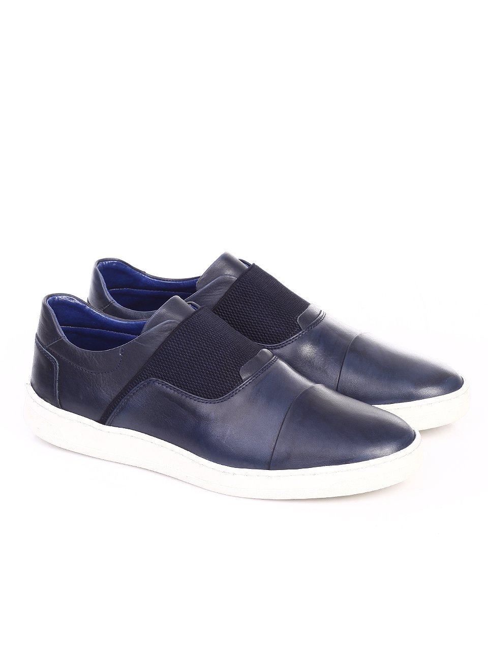 Спортно-елегантни мъжки обувки от естествена кожа 7AT-17589 blue