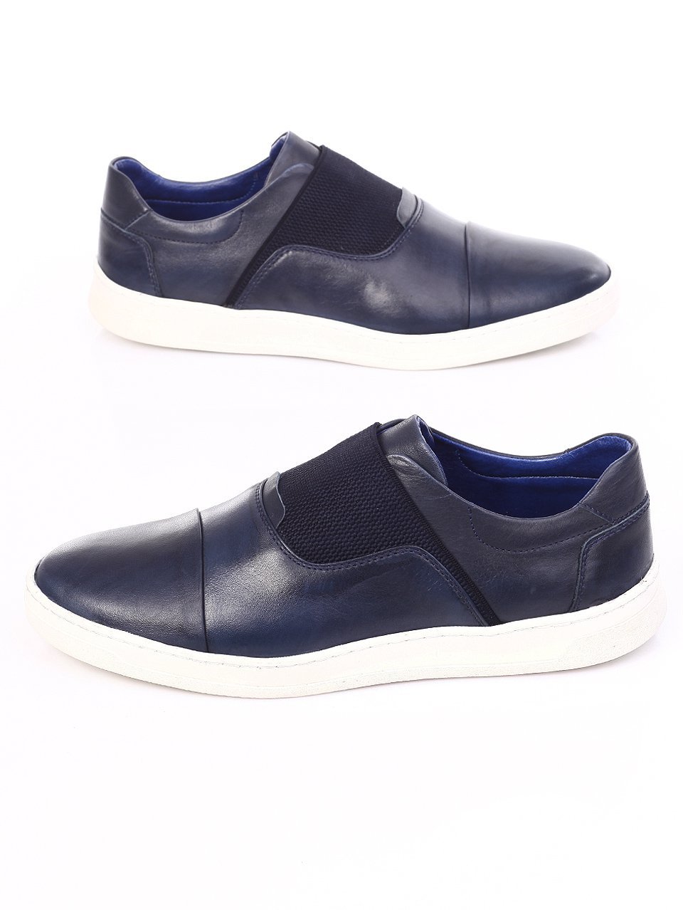 Спортно-елегантни мъжки обувки от естествена кожа 7AT-17589 blue