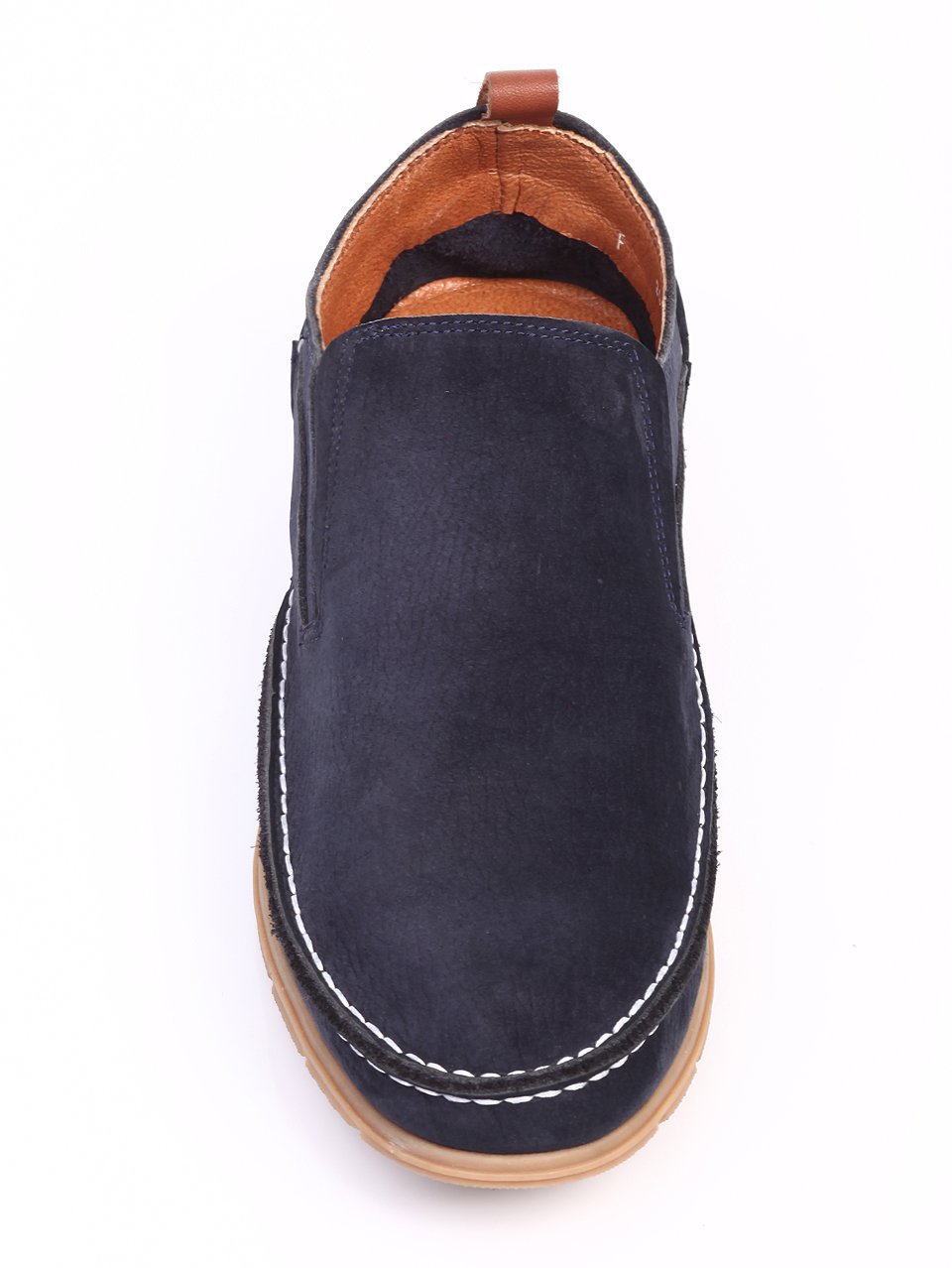 Спортно-елегантни мъжки обувки от естествен велур 7AT-17595 dk blue