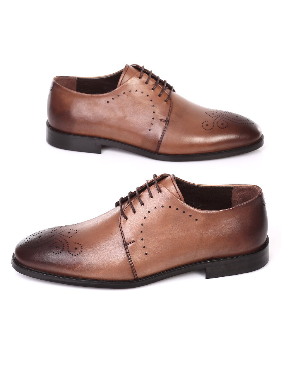 Елегантни мъжки обувки от естествена кожа 7AT-18563 beige