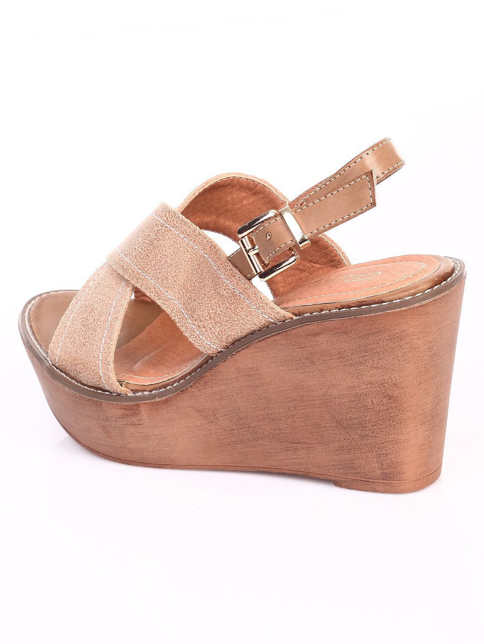 Ежедневни дамски сандали на платформа в бежово 4A-17299 beige