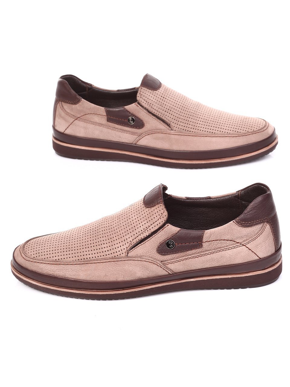 Спортно-елегантни мъжки обувки от естествен велур 7AT-17603 brown