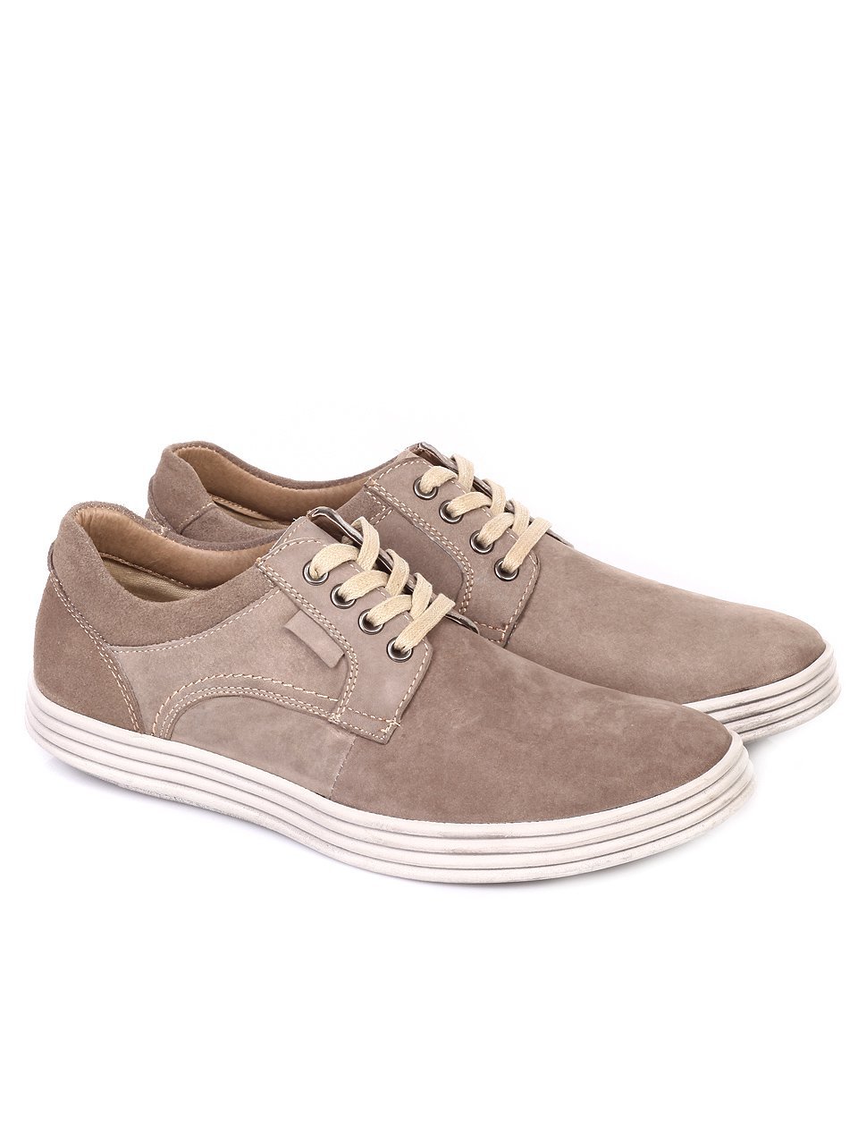 Ежедневни мъжки обувки от естествен набук в бежово 7N-18111 beige