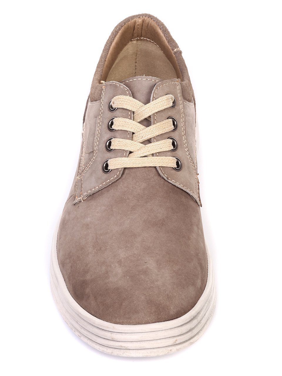 Ежедневни мъжки обувки от естествен набук в бежово 7N-18111 beige