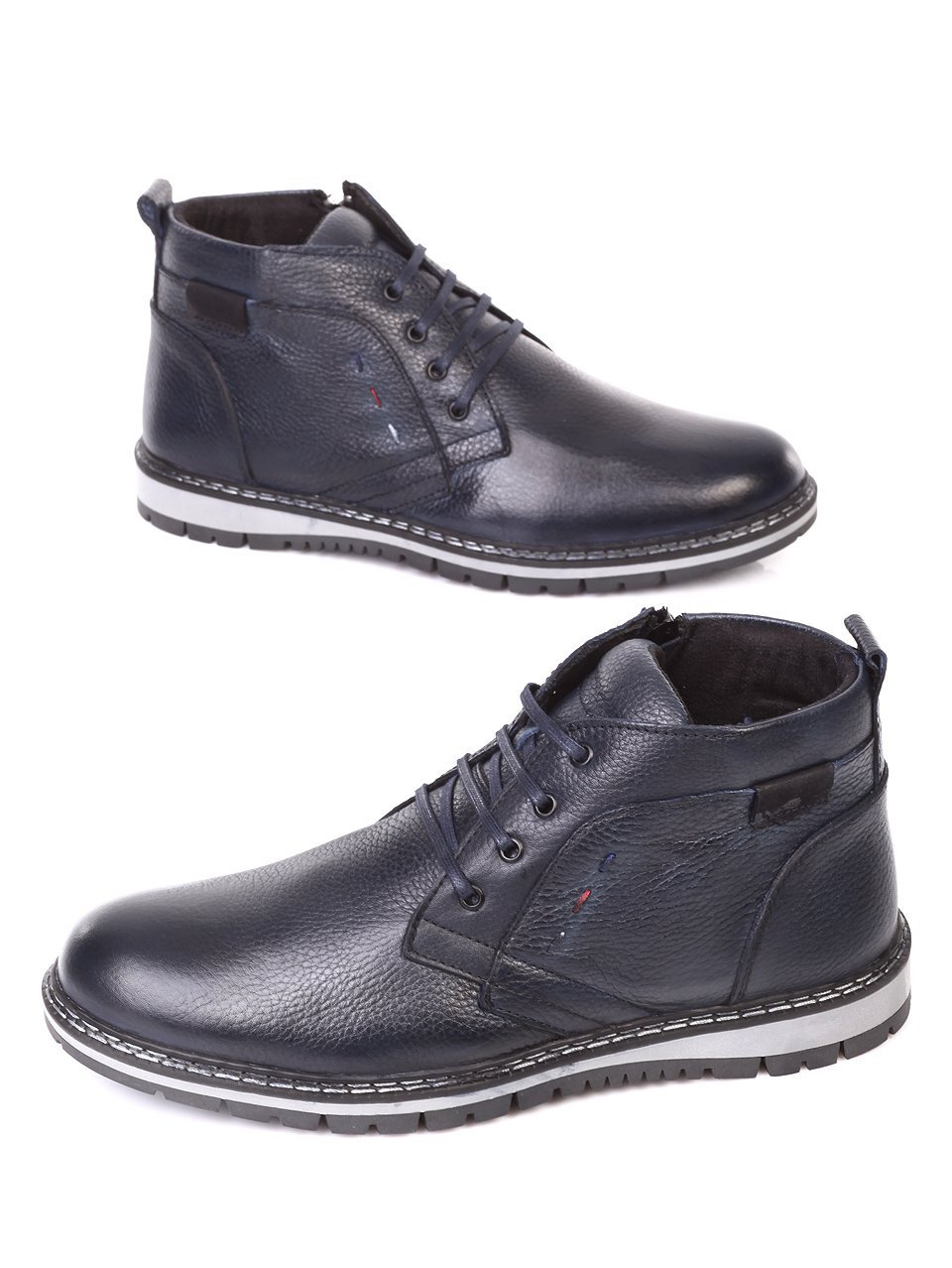 Ежедневни мъжки боти от естествена кожа  6AT-171179 dk.blue