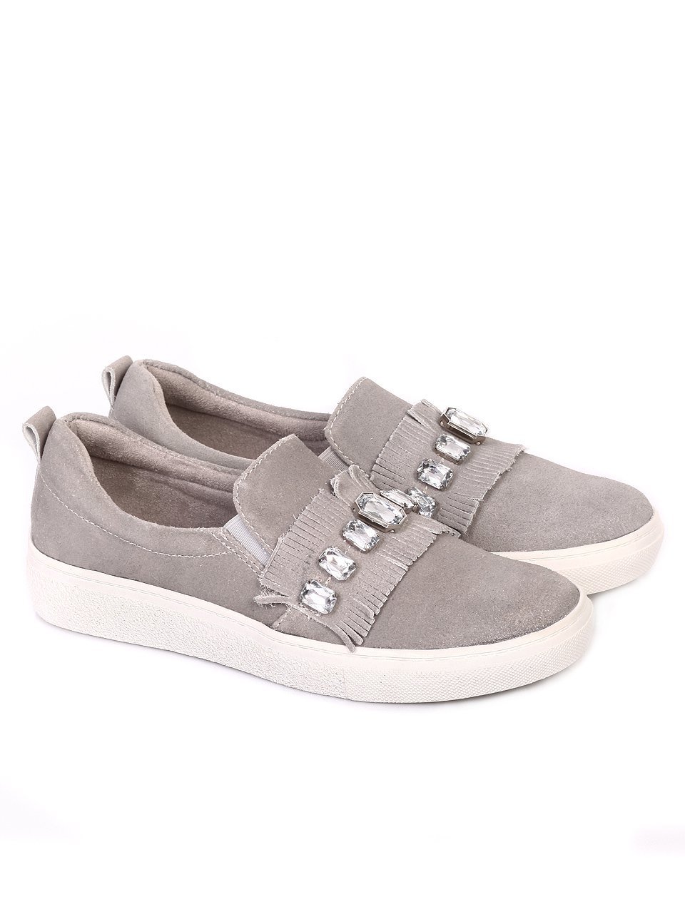Ежедневни дамски обувки от естествен велур 3I-18248 grey