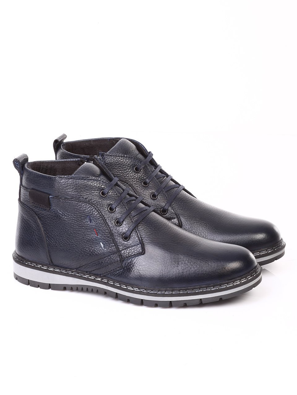 Ежедневни мъжки боти от естествена кожа  6AT-171179 dk.blue