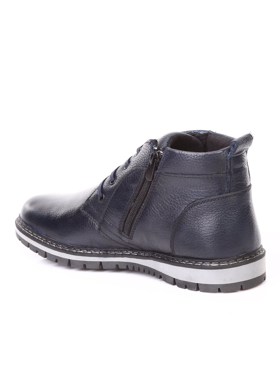 Ежедневни мъжки боти от естествена кожа  6AT-171179 dk.blue
