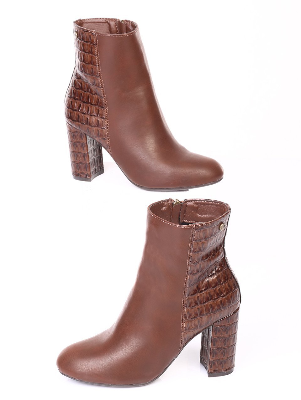 Дамски боти от еко кожа в кафяво 2L-17901 brown