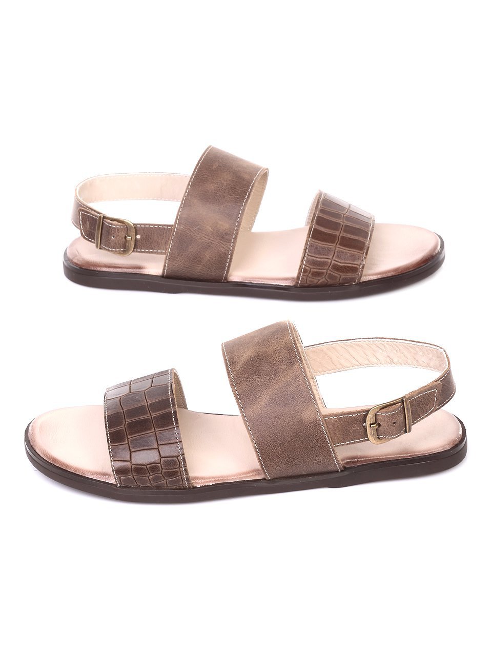 Ежедневни мъжки сандали от естествена кожа 8AT-18604 beige