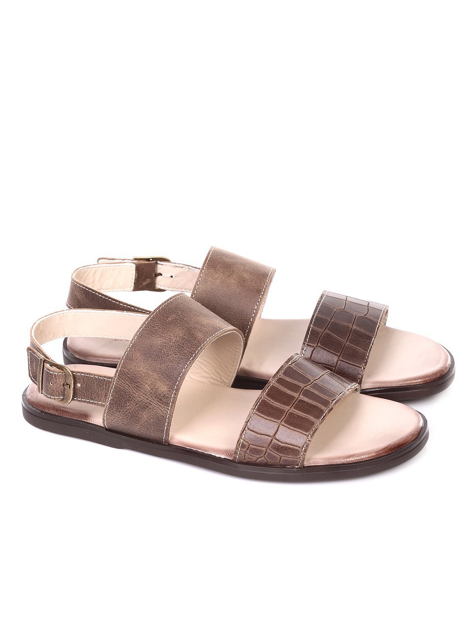Ежедневни мъжки сандали от естествена кожа 8AT-18604 beige