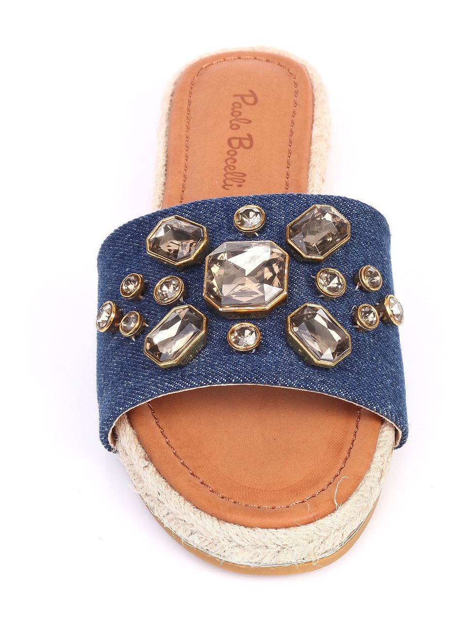 Ежедневни дамски чехли в синьо 5L-17131 blue jeans